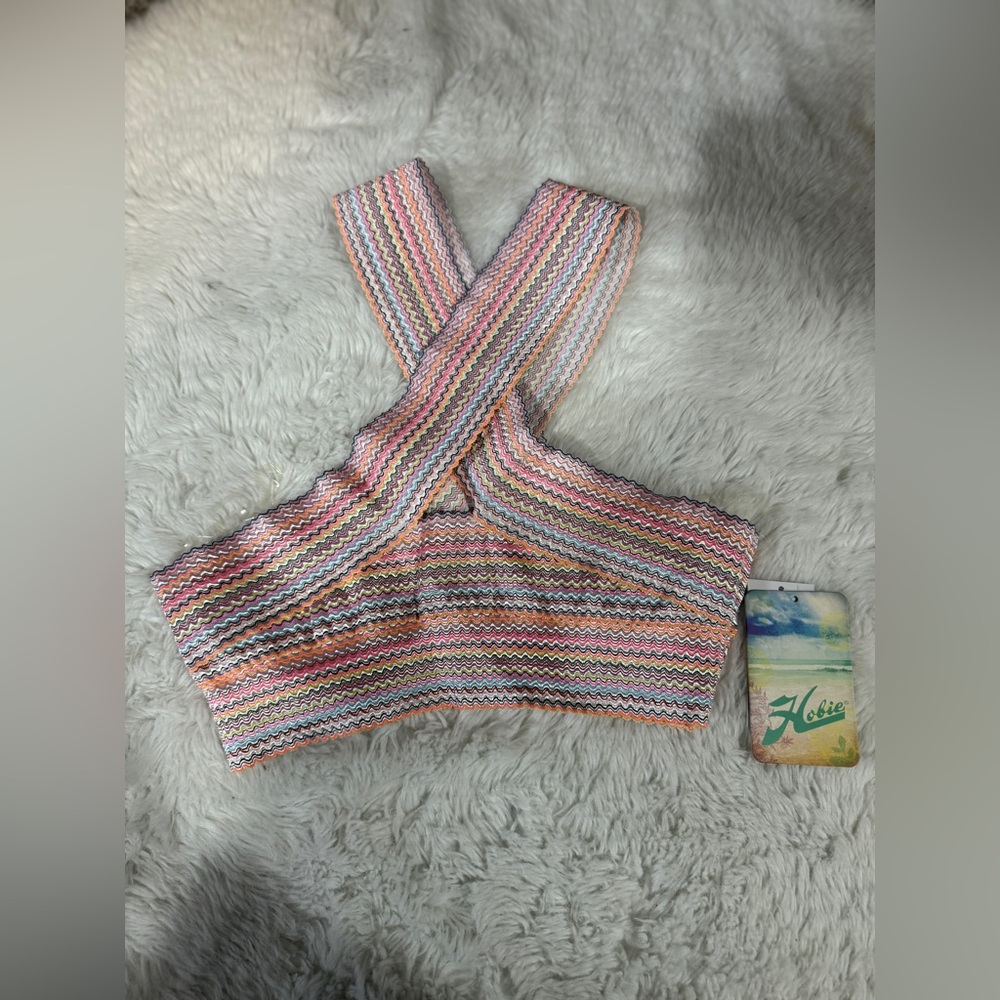 NWT Hobie Rainbow Criss Cross Swim Top - Picture 10 of 10